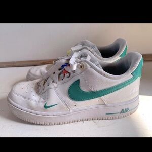 Nike Green and White Air Force Womens Shoes - Size 7